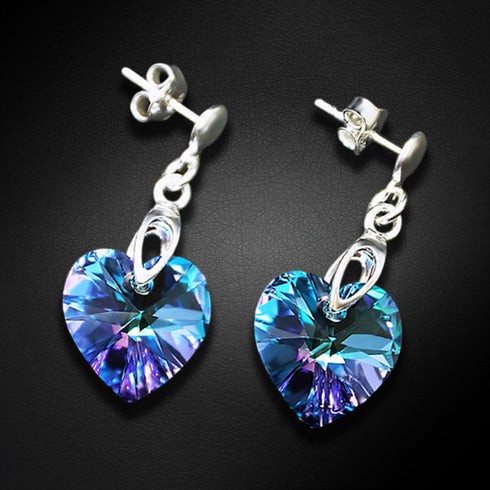 Sudraba auskari "Iemīlējusies Sirds II (Vitrail Light)" ar Swarovski™ kristāliem