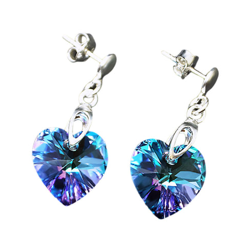 Sudraba auskari "Iemīlējusies Sirds II (Vitrail Light)" ar Swarovski™ kristāliem