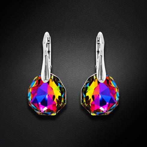 Silver Earrings "Ice Borders (Vitrail Medium)" with Swarovski™ Crystals