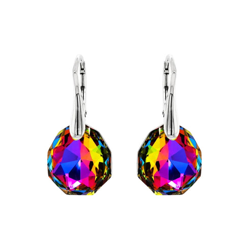 Silver Earrings "Ice Borders (Vitrail Medium)" with Swarovski™ Crystals