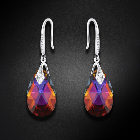 Silver Earrings "Baroque III (Volcano)" with Swarovski™ Crystals