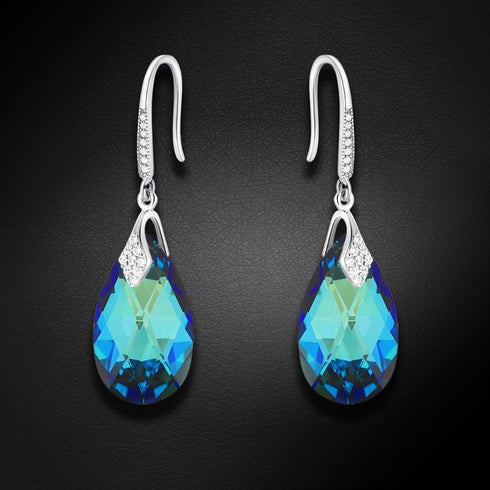 Silver Earrings "Baroque III (Bermuda Blue)" with Swarovski™ Crystals