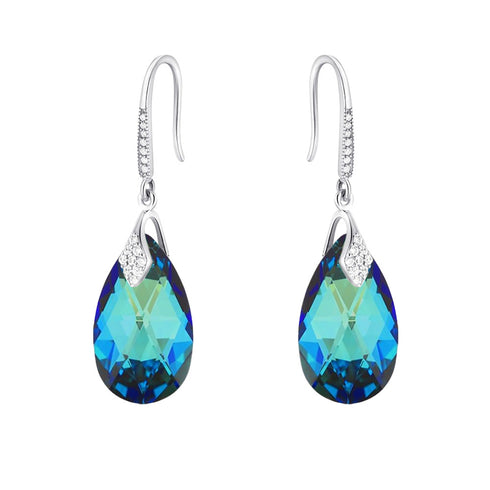 Silver Earrings "Baroque III (Bermuda Blue)" with Swarovski™ Crystals