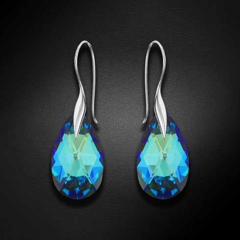 Sudraba auskari "Baroka (Bermuda Blue)" ar Swarovski™ kristāliem