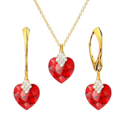 Silver set "Dear Valentine (LIght Siam)" with Swarovski™ crystals