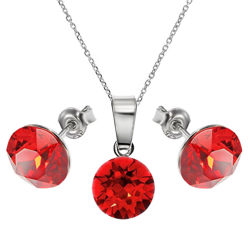 Silver set "Klasika (Light Siam)" with Swarovski™ crystals