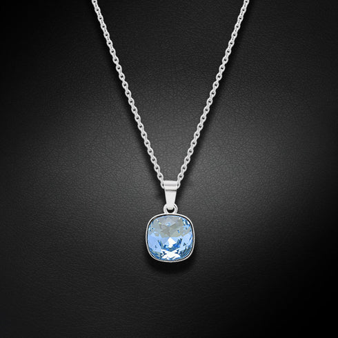 Silver Pendant "Dazzling Sparkle (Aquamarine)" with Swarovski™ Crystals