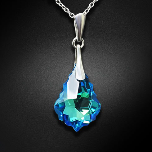 Silver Pendant "Baroque IV (Aquamarine Blue AB)" with Swarovski™ Crystals