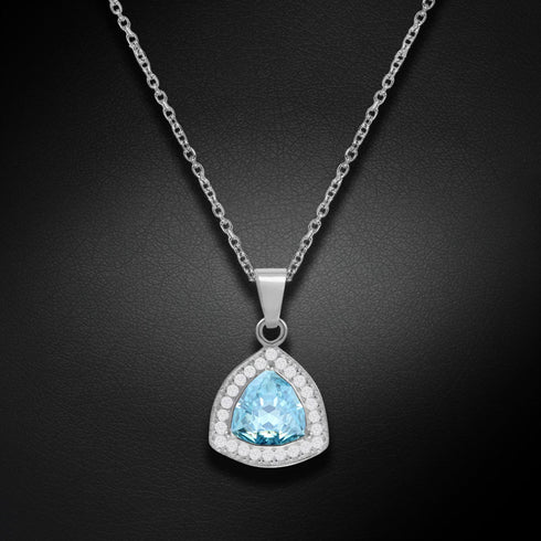 Silver pendant "Magic of the Elements (Aquamarine Diamond Touch Light)" with Swarovski™ crystals