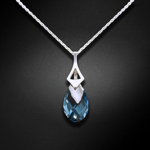 Silver Pendant "Baroque II (Aquamarine Light Chrome)" with Swarovski™ Crystals