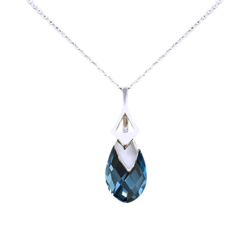 Silver Pendant "Baroque II (Aquamarine Light Chrome)" with Swarovski™ Crystals