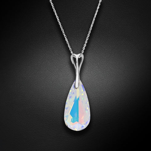 Silver pendant "Rainbow Cascade (Aurora Borealis)" with Swarovski™ crystals