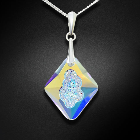 Silver Pendant "Growing Crystal (Aurore Boreale)" with Swarovski™ Crystals