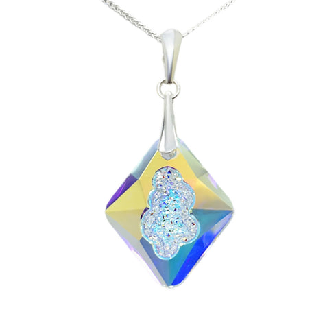 Silver Pendant "Growing Crystal (Aurore Boreale)" with Swarovski™ Crystals