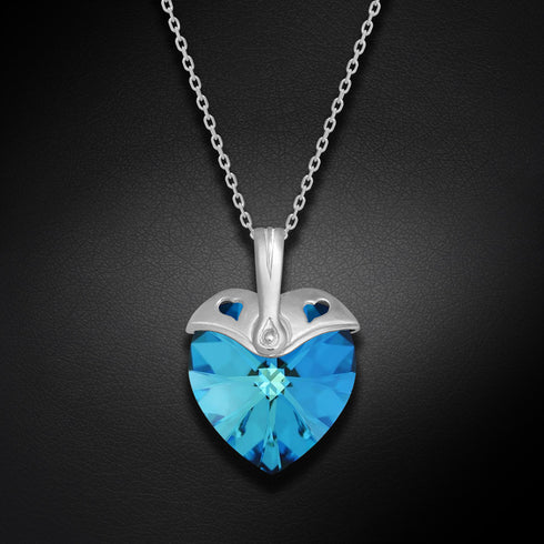 Silver Pendant "Cupid (Bermuda Blue)" with Swarovski™ Crystals