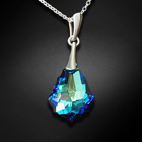 Silver Pendant "Baroque IV (Bermuda Blue)" with Swarovski™ Crystals