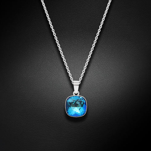 Silver Pendant "Dazzling Radiance (Bermuda Blue)" with Swarovski™ Crystals