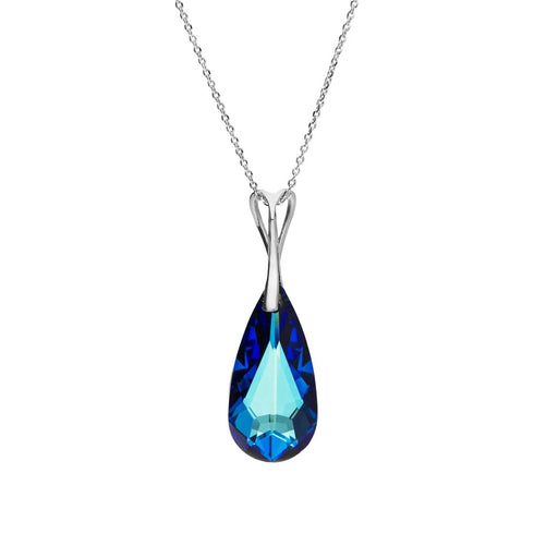 Sudraba kulons "Varavīksnes Kaskāde (Bermuda Blue)" ar Swarovski™ kristāliem