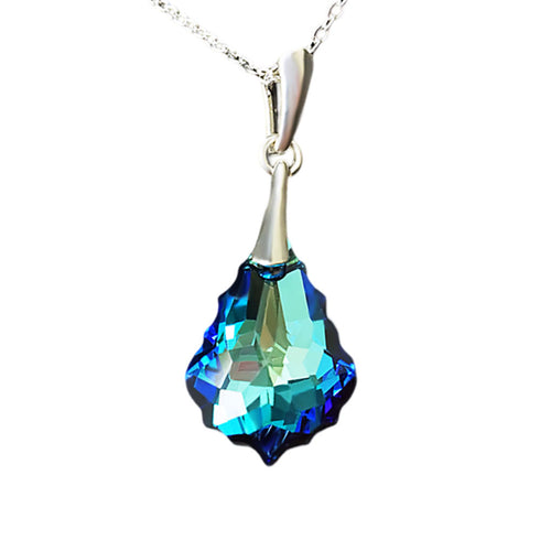 Silver Pendant "Baroque IV (Bermuda Blue)" with Swarovski™ Crystals