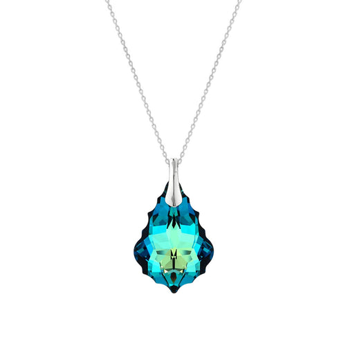Silver Pendant "Baroque V (Bermuda Blue)" with Swarovski™ Crystals