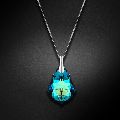 Silver Pendant "Baroque V (Bermuda Blue)" with Swarovski™ Crystals
