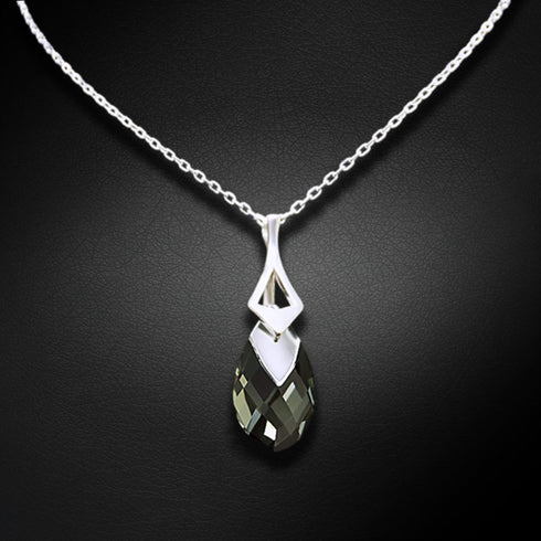 Silver Pendant "Baroque II (Black Diamond Light Chrome)" with Swarovski™ Crystals
