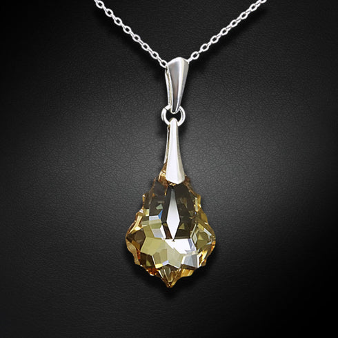 Silver Pendant "Baroque IV (Golden Shadow)" with Swarovski™ Crystals