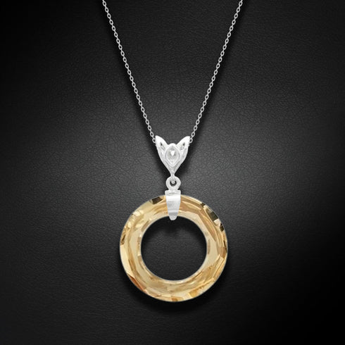 Silver Pendant "Cosmic Ring (Golden Shadow)" with Swarovski™ Crystals