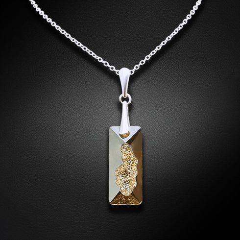 Silver Pendant "Growing Crystal II (Golden Shadow)" with Swarovski™ Crystals