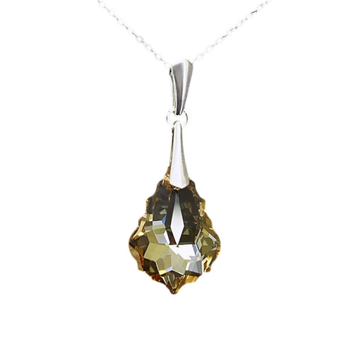 Silver Pendant "Baroque IV (Golden Shadow)" with Swarovski™ Crystals