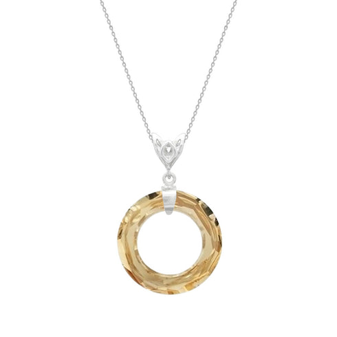 Silver Pendant "Cosmic Ring (Golden Shadow)" with Swarovski™ Crystals
