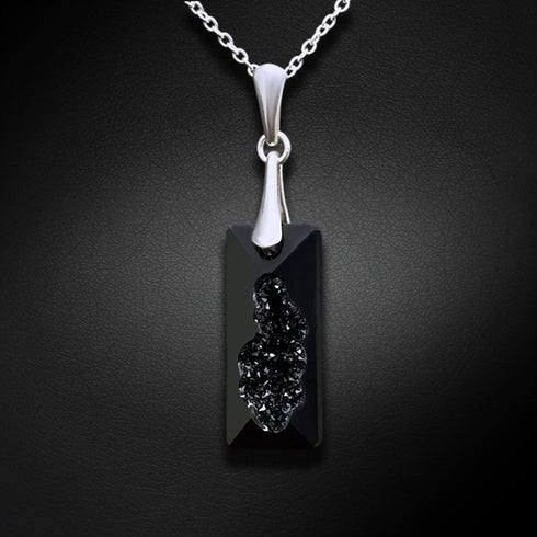 Silver set "Growing Crystal II (Jet)" with Swarovski™ crystals