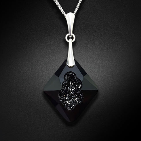 Silver Pendant "Growing Crystal (Jet)" with Swarovski™ Crystals