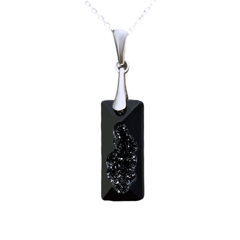 Silver Pendant "Growing Crystal II (Jet)" with Swarovski™ Crystals