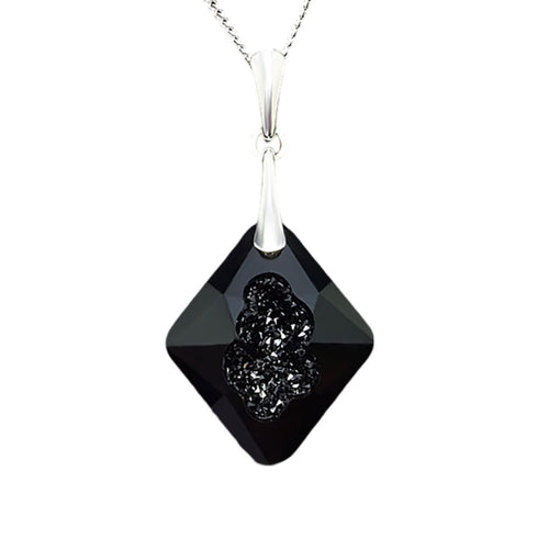Silver Pendant "Growing Crystal (Jet)" with Swarovski™ Crystals