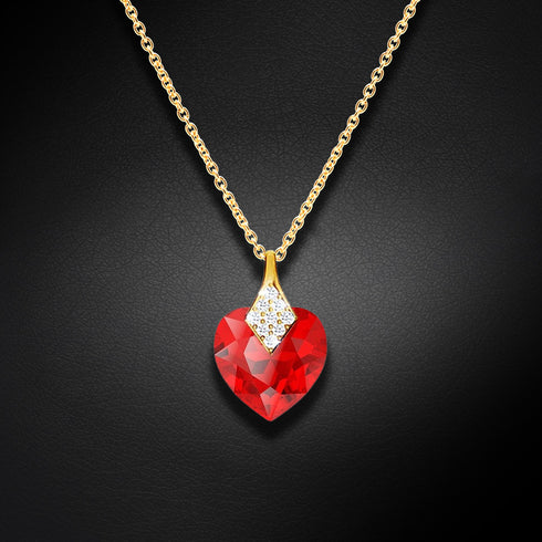 Silver Pendant "Dear Valentine (Light Siam)" with Swarovski™ Crystals