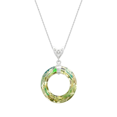 Sudraba kulons "Cosmic Ring (Luminous Green)" ar Swarovski™ kristāliem