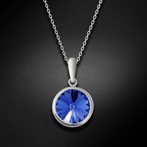 Silver pendant "Klaris (Sapphire)" with Swarovski™ crystals