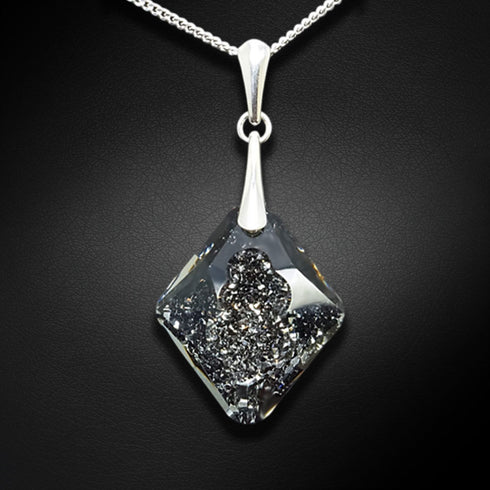 Silver Pendant "Growing Crystal (Silver Night)" with Swarovski™ Crystals