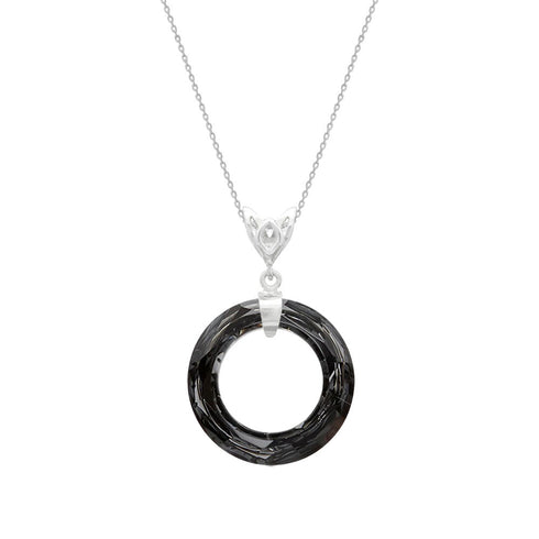 Silver Pendant "Cosmic Ring (Silver Night)" with Swarovski™ Crystals