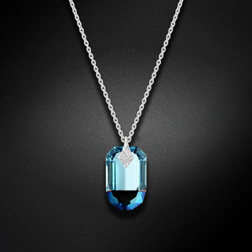 Silver Pendant "Symbiosis (Aquamarine Metallic Blue)" with Swarovski™ Crystals