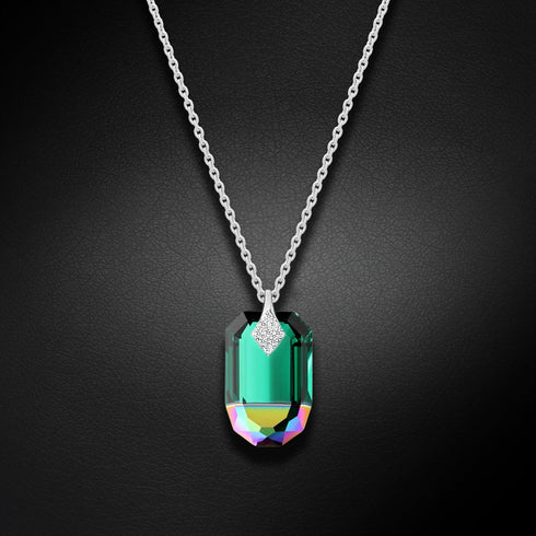Silver Pendant "Symbiosis (Emerald Scarabaeus Green)" with Swarovski™ Crystals