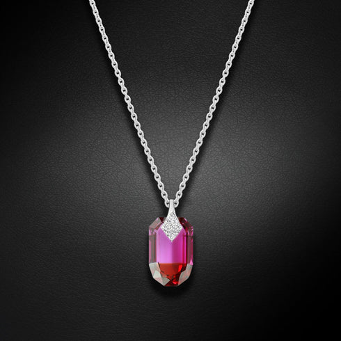 Silver Pendant "Symbiosis II (Fuchsia Red Magma)" with Swarovski™ Crystals