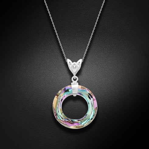 Silver pendant "Cosmic Ring (Vitrail Light)" with Swarovski™ crystals