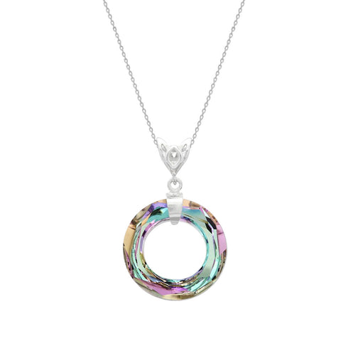 Silver pendant "Cosmic Ring (Vitrail Light)" with Swarovski™ crystals