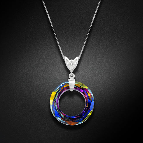 Silver Pendant "Cosmic Ring (Volcano)" with Swarovski™ Crystals