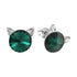 Children's Silver Earrings "Cat (Emerald)" with Swarovski™ Crystals
