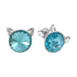 Children's Silver Earrings "Cat (Light Turquoise)" with Swarovski™ Crystals