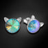 Children's Silver Earrings "Cat (Paradise Shine)" with Swarovski™ Crystals