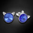 Children's Silver Earrings "Cat (Sapphire)" with Swarovski™ Crystals